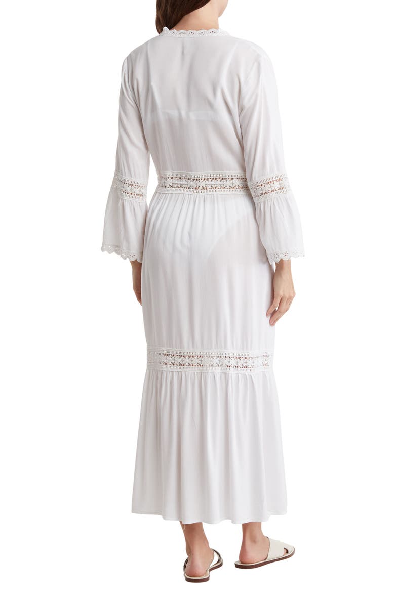 BOHO ME Open Front Lace Inset Cover Up, Alternate, color, White