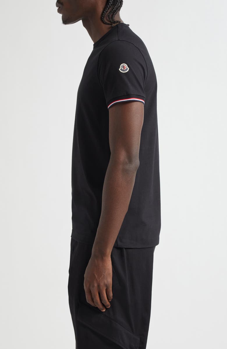 Moncler Tipped Cotton Stretch Jersey T-Shirt, Alternate, color, Black/ Black