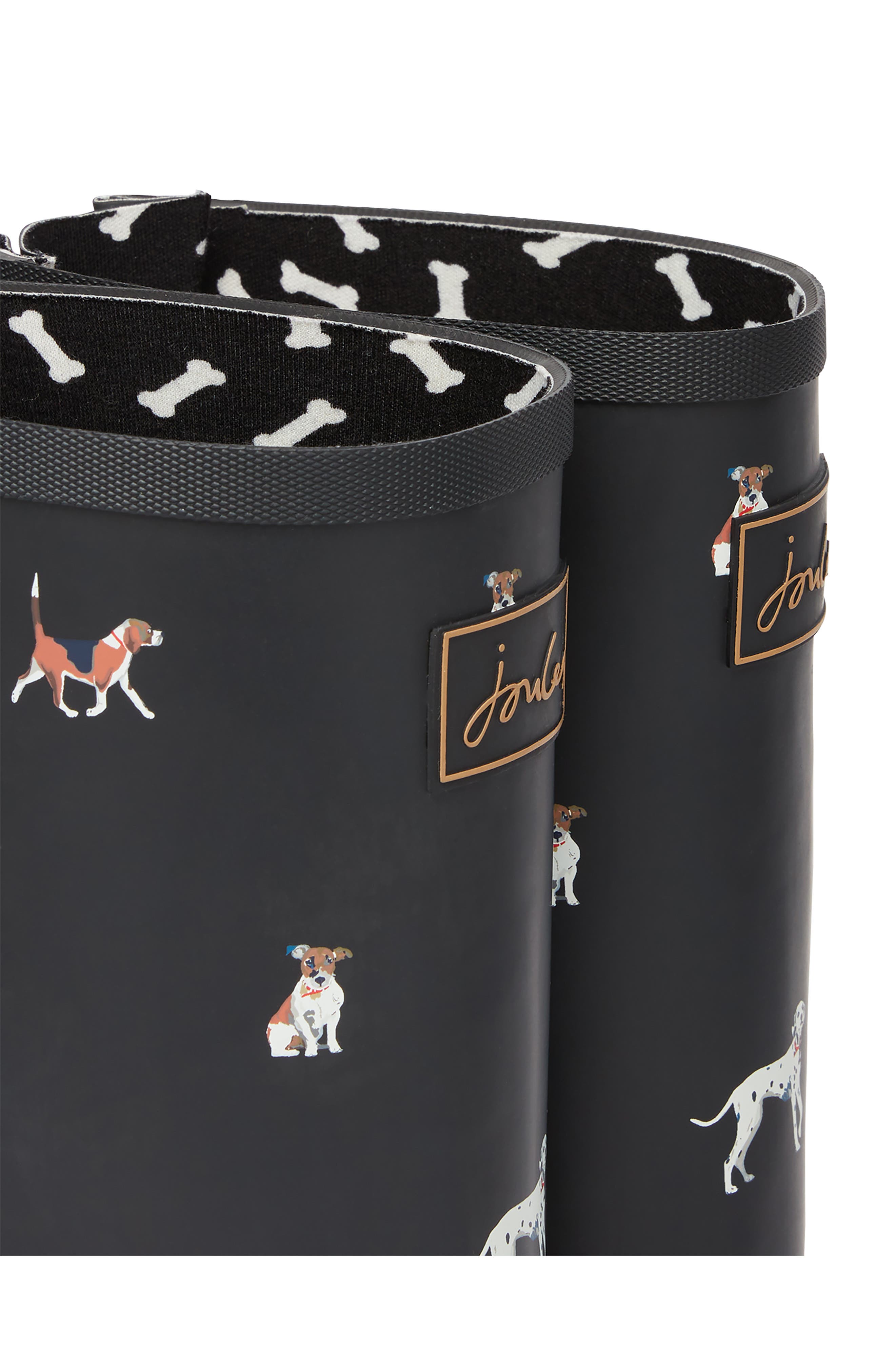 Welly Print Waterproof Rain Boot, Alternate, color, BLACK DOG