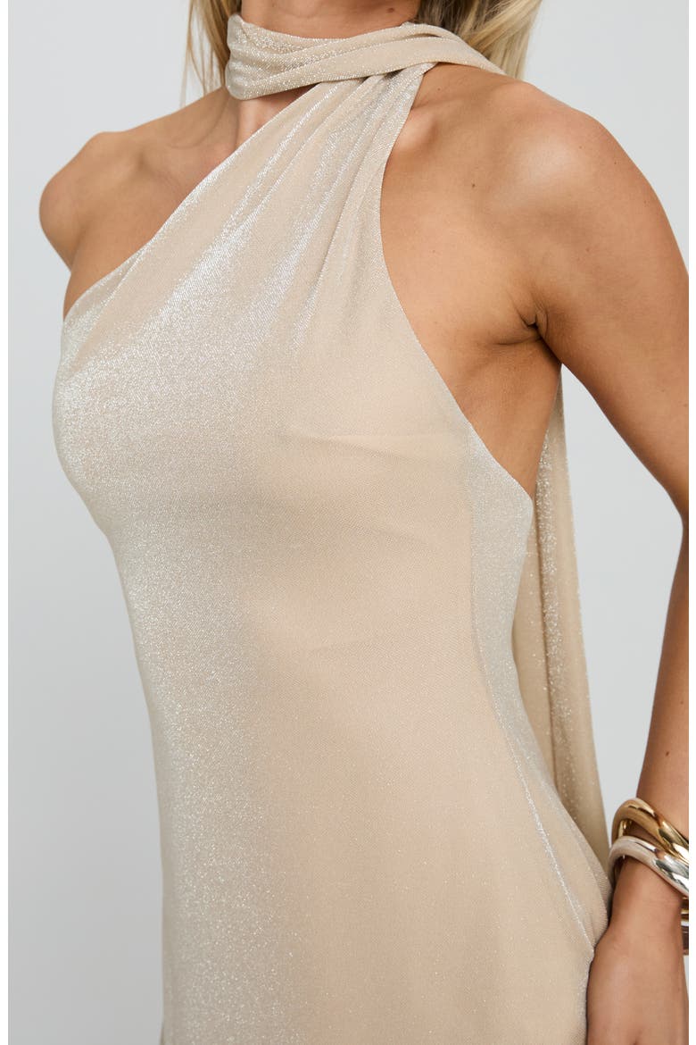 Infinito Scarf Tie Chiffon Minidress, Alternate, color, CHAMPAGNE