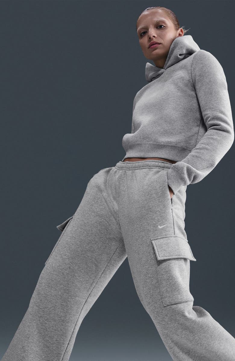Nike Sportswear Phoenix Fleece Wide Leg Cargo Sweatpants, Alternate, color, Dark Grey Heather/ Sail