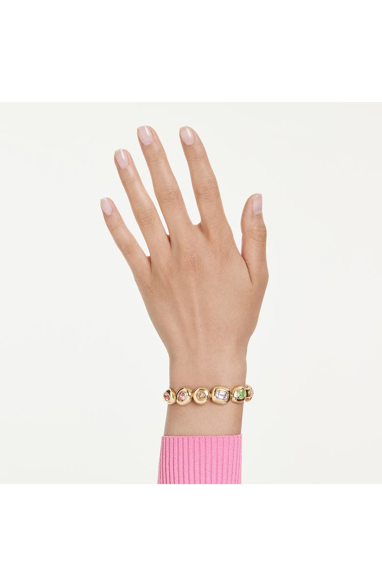 Swarovski Gema Crystal Bangle Bracelet, Alternate, color, Gold/ Multi