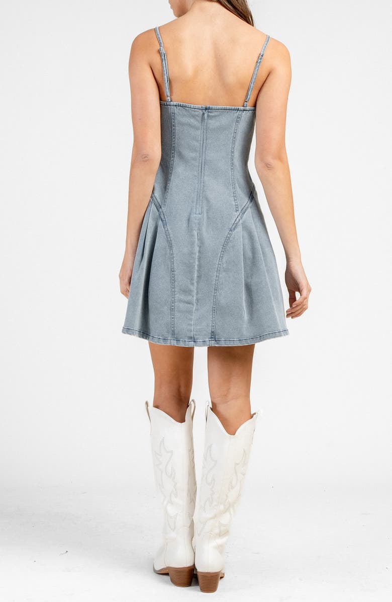 Beivy Pleated Tie Front Denim Dress, Alternate, color, Lt Blue