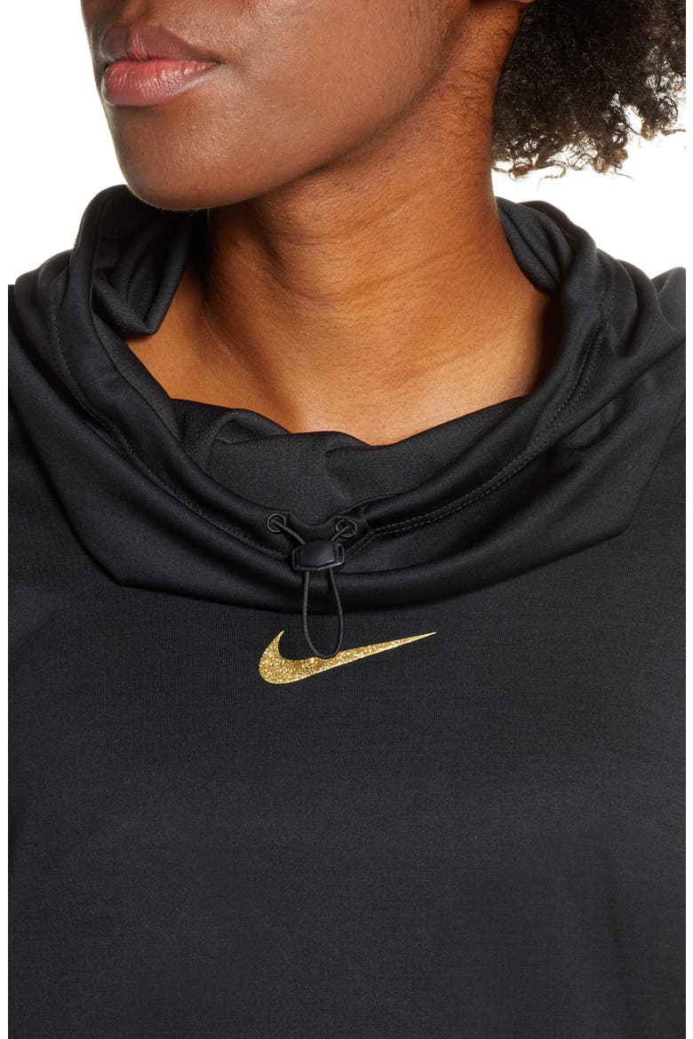 Glam Midlayer Funnel Neck Hoodie, Alternate, color, BLACK/ METALLIC GOLD