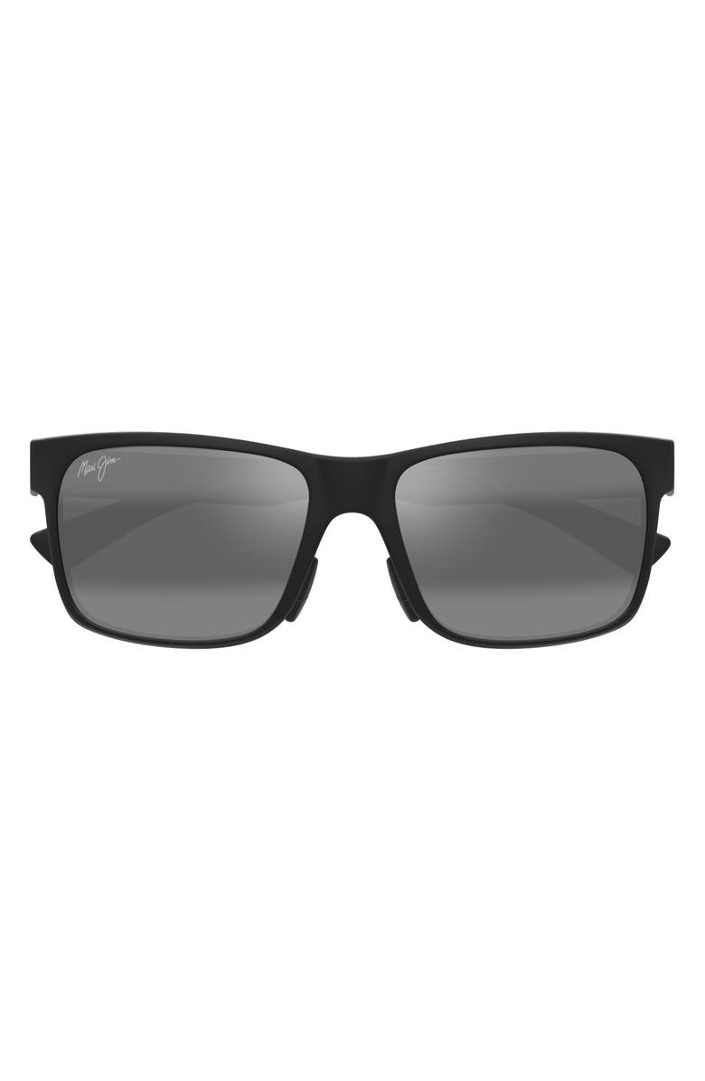 Maui Jim Ho'opili 58mm PolarizedPlus2<sup>®</sup> Rectangular Sunglasses, Main, color, Matte Black/ Neutral Grey