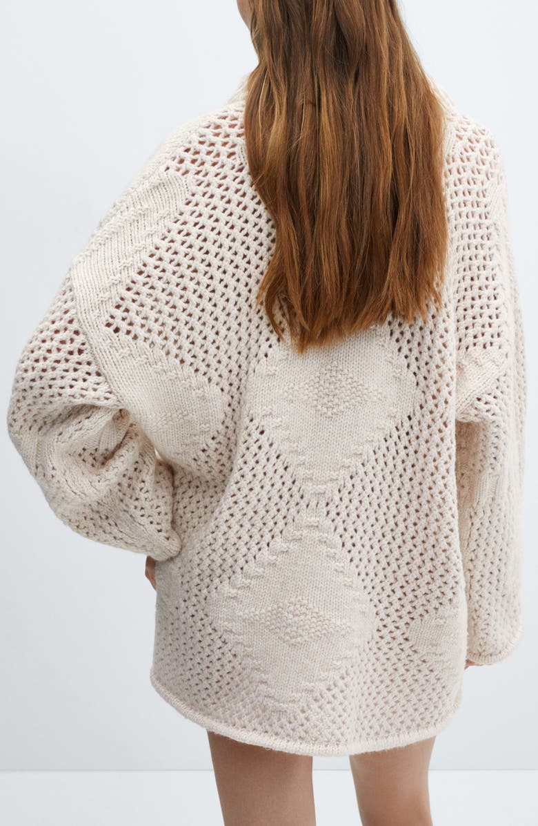 MANGO Fringe Long Open Cardigan, Alternate, color,