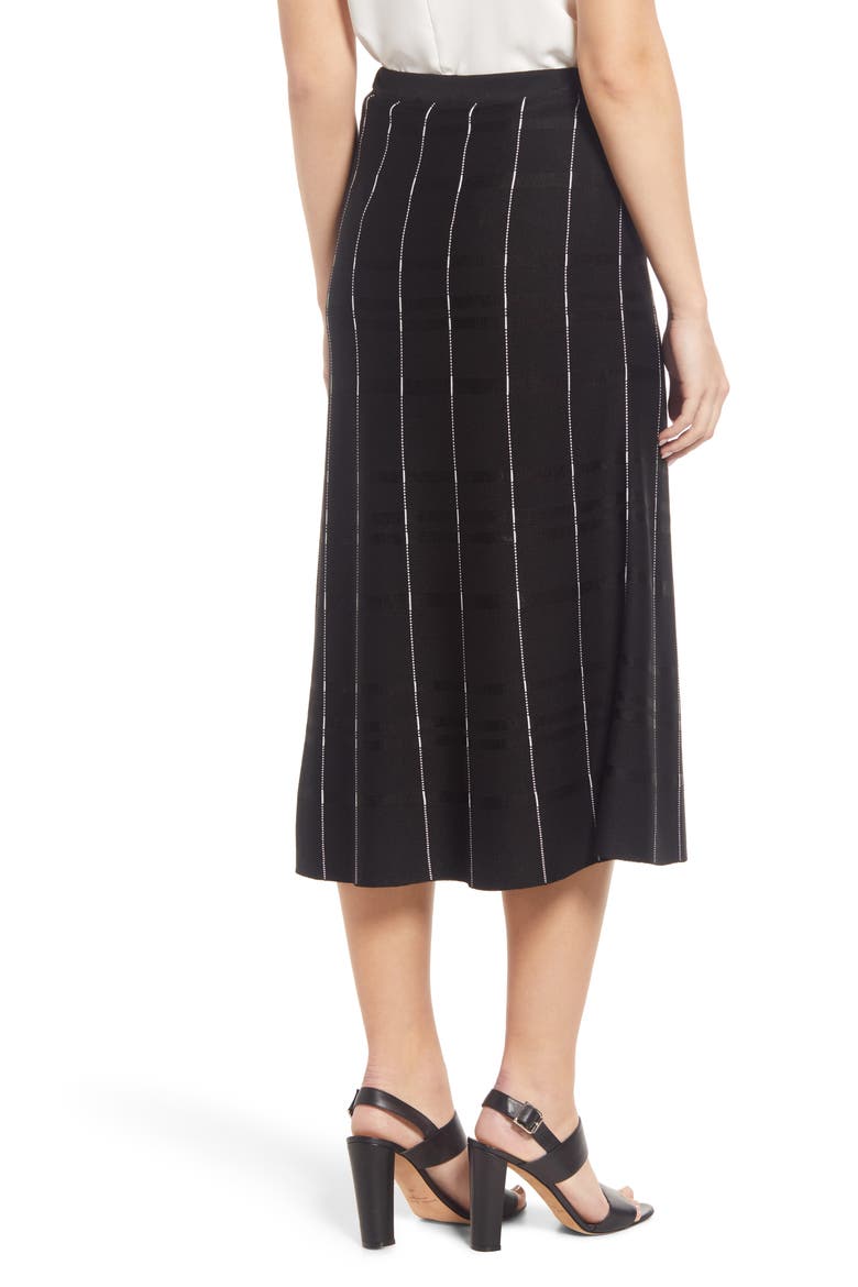Stripe Stitch A-Line Skirt, Alternate, color, BLACK/WHITE