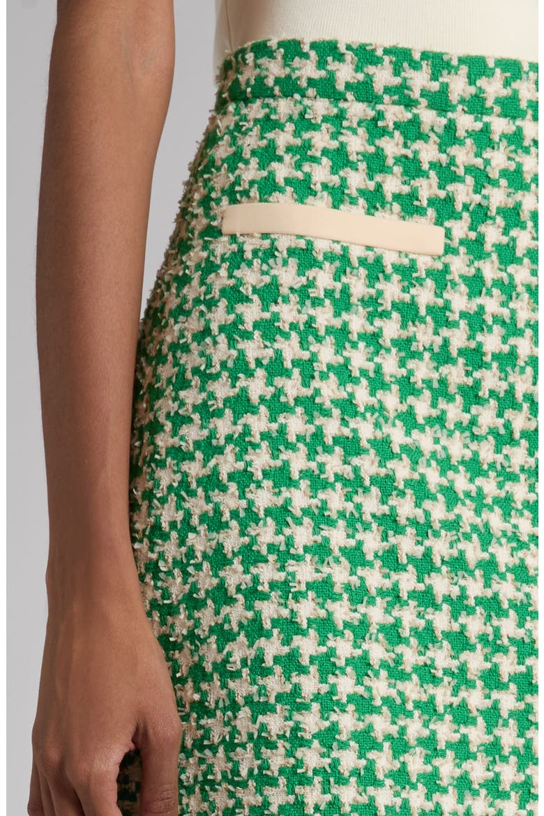 Houndstooth Cotton Blend Tweed Miniskirt, Alternate, color, GREEN