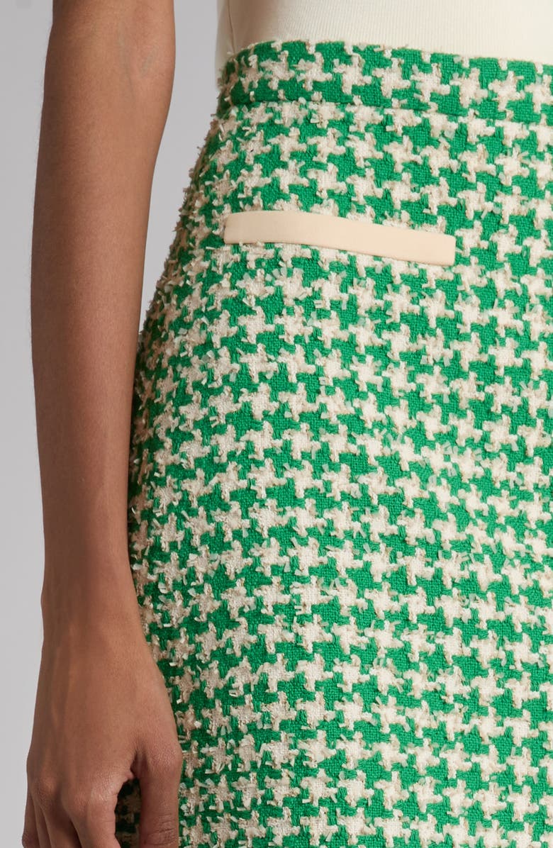 Valentino Houndstooth Cotton Blend Tweed Miniskirt, Alternate, color, Green