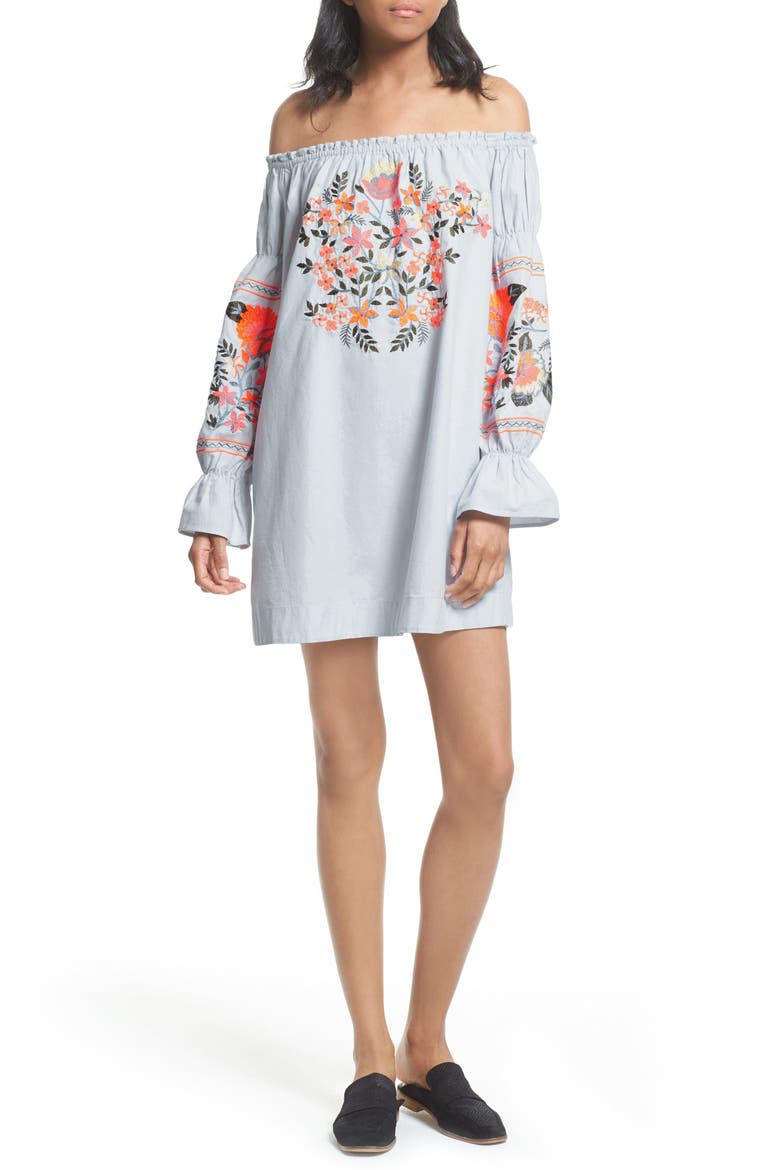Fleur Du Jour Shift Dress, Main, color, BLUE