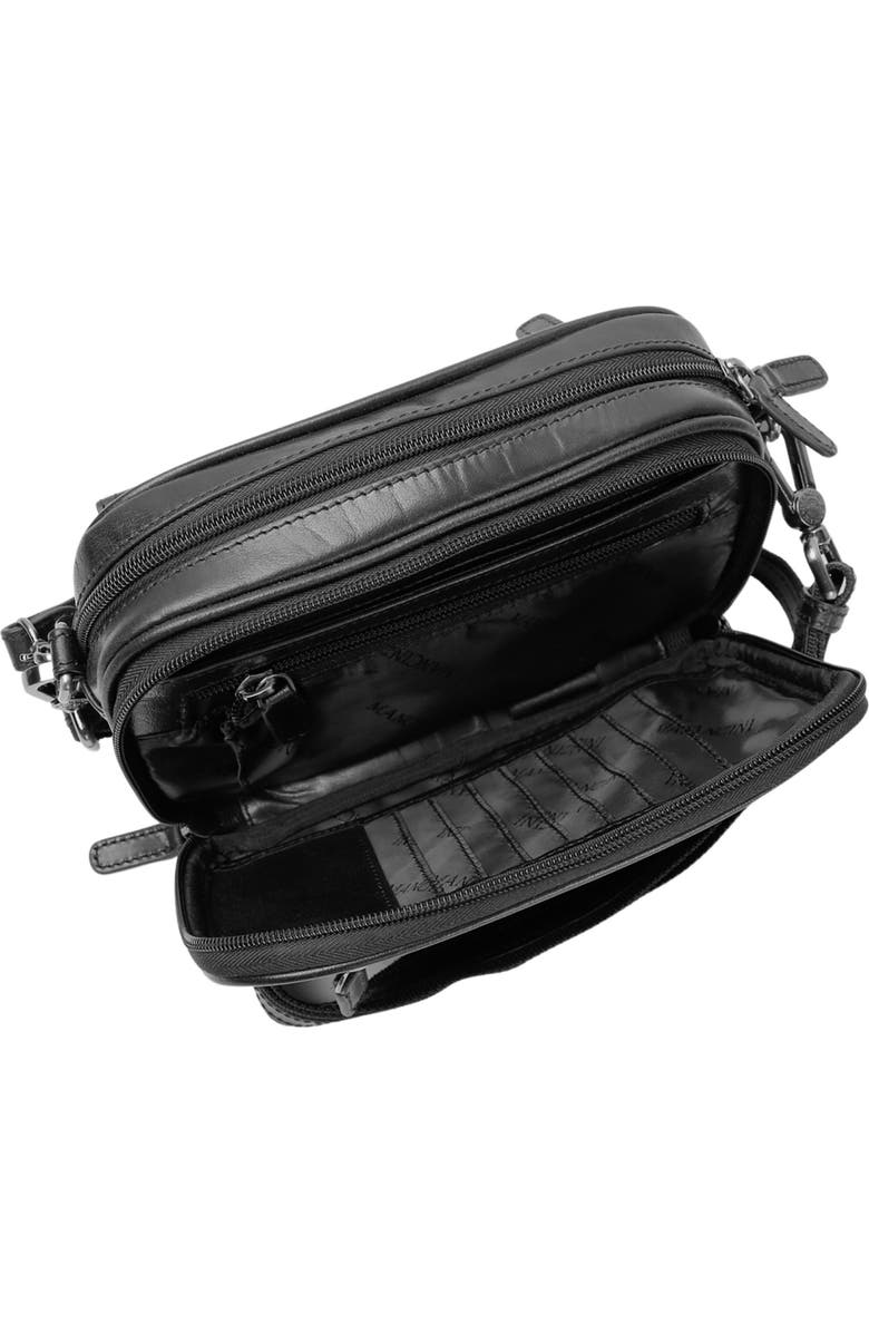 Mancini Buffalo Leather Organizer Crossbody Bag, Alternate, color, Black