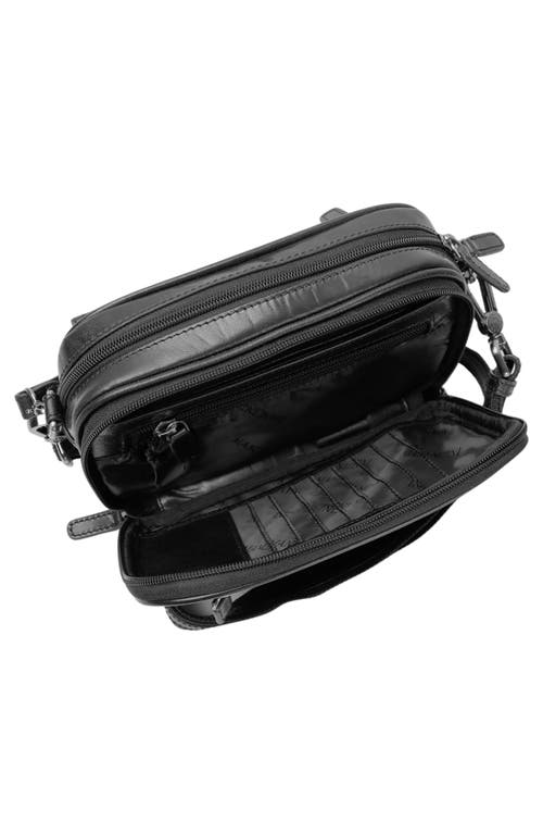 Mancini Buffalo Leather Organizer Crossbody Bag In Black