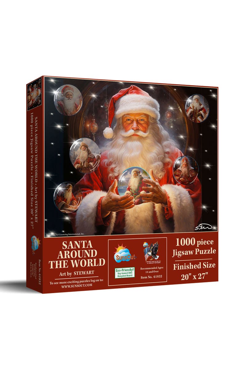 Sunsout Santa Around the World 1000 piece Jigsaw Puzzle for Adults, Main, color, Multicolor