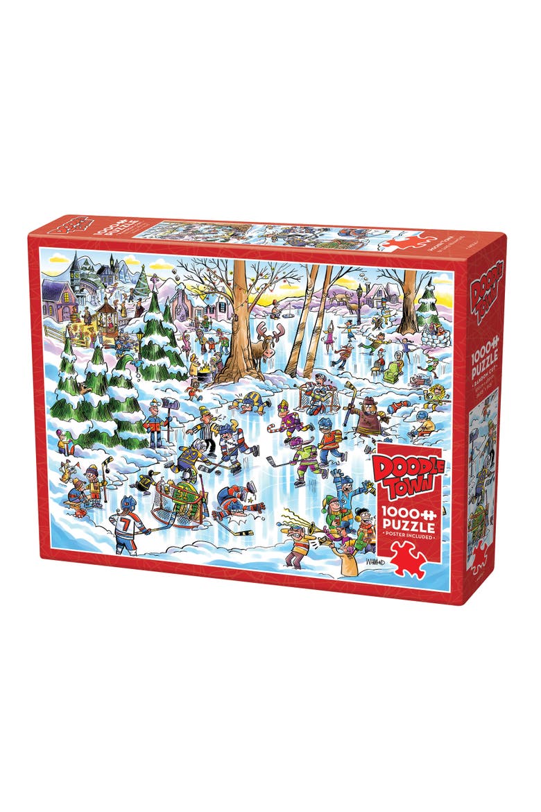 Doodle Town Hockey Town 1000 Piece Puzzle, Main, color, Multicolored