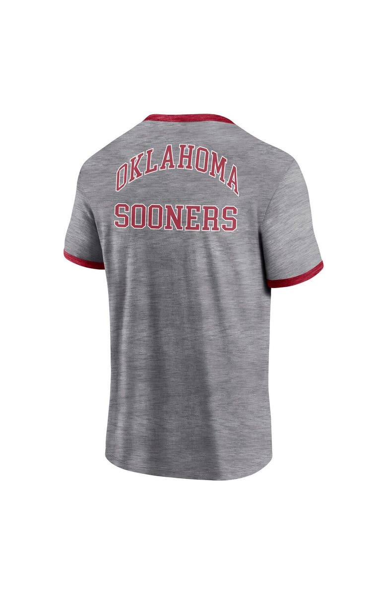FANATICS Men's Fanatics Branded Heather Gray Oklahoma Sooners Classic Stack Ringer T-Shirt, Alternate, color, Heather Gray