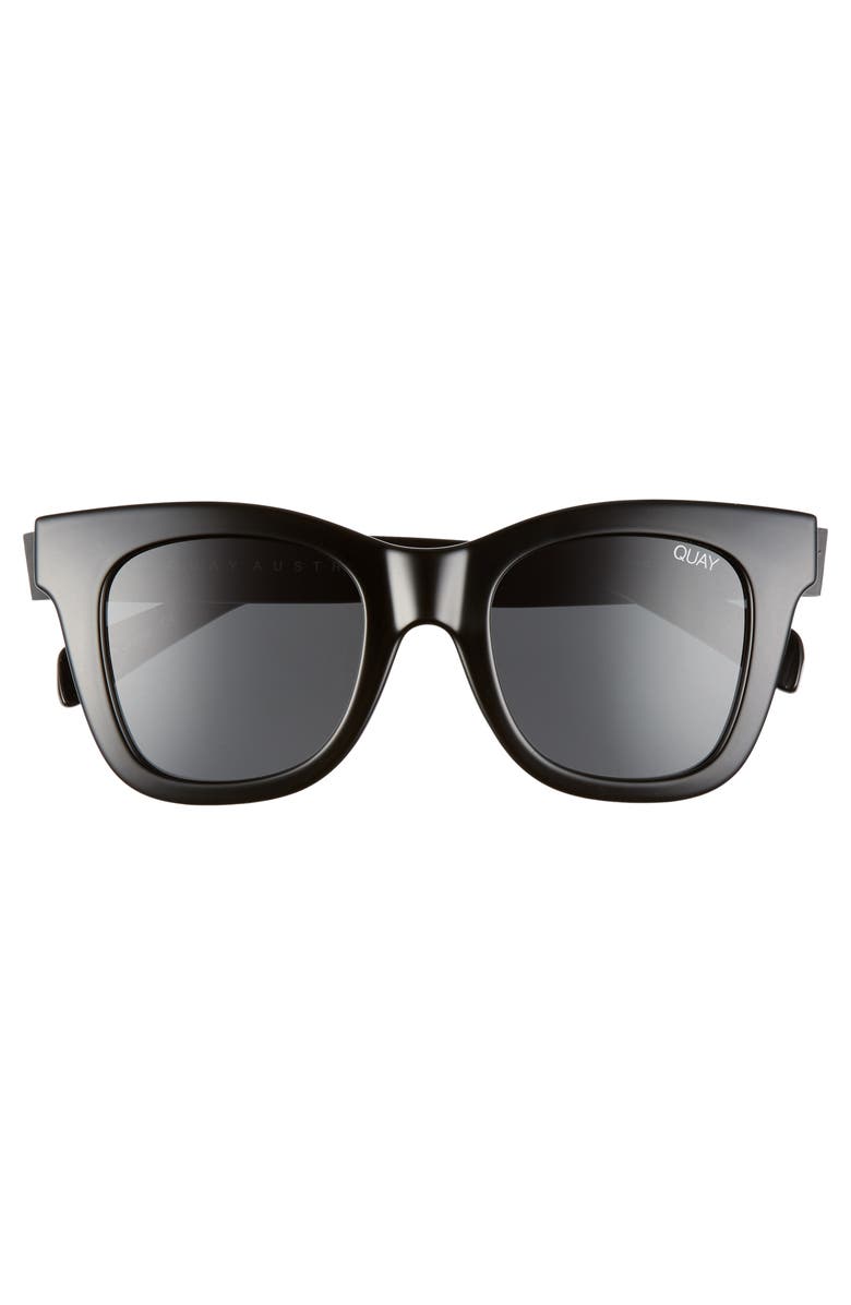 QUAY After Hours 51mm Polarized Square Sunglasses, Alternate, color, Shiny Black/ Smoke