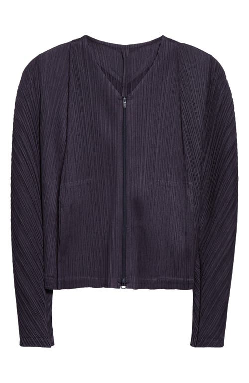 Shop Issey Miyake Pleats Please  Lantern Pleated Cardigan In Blue Black