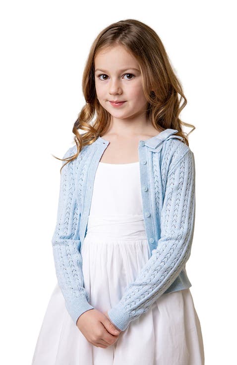 Girls' Organic Pointelle Bow Cardigan, Kids