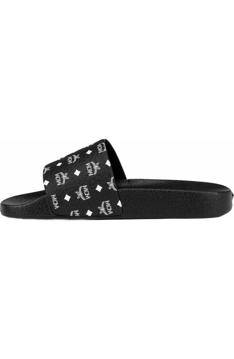 MCM Male Monogram Print Rubber Slides, Alternate, color, Black
