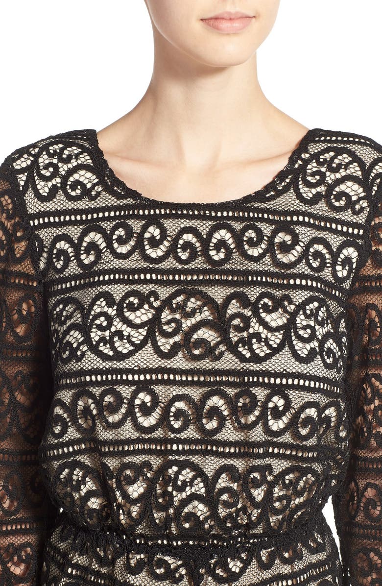 STOREE Lace Long Sleeve Romper, Alternate, color, 