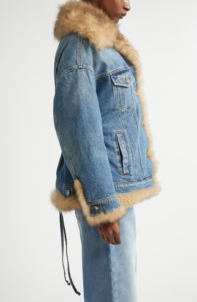 Dolce&Gabbana Genuine Shearling Lined Denim Trucker Jacket, Alternate, color, Variante Abbinata