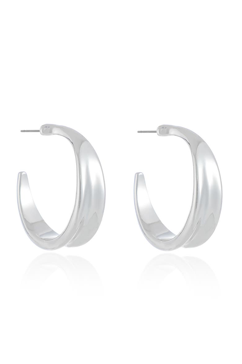 Simple Hoop Earrings, Alternate, color, SILVER