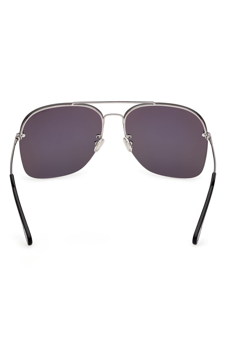 TOM FORD Mackenzie 64mm Oversize Pilot Sunglasses, Alternate, color, Shiny Palladium / Smoke