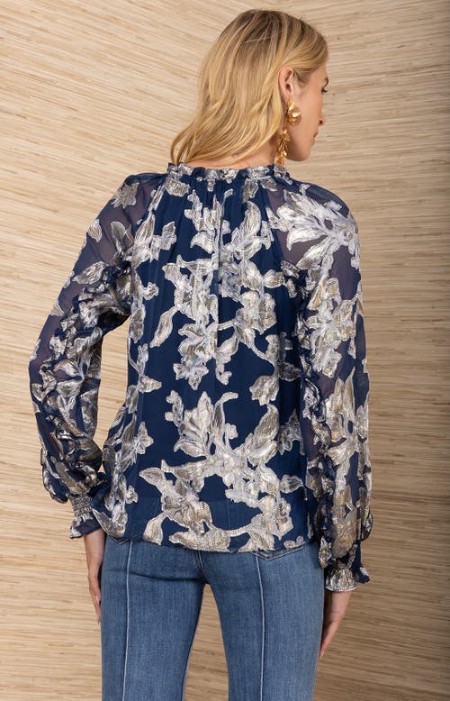 Hale Bob Robin Lurex Chiffon Top In Blue