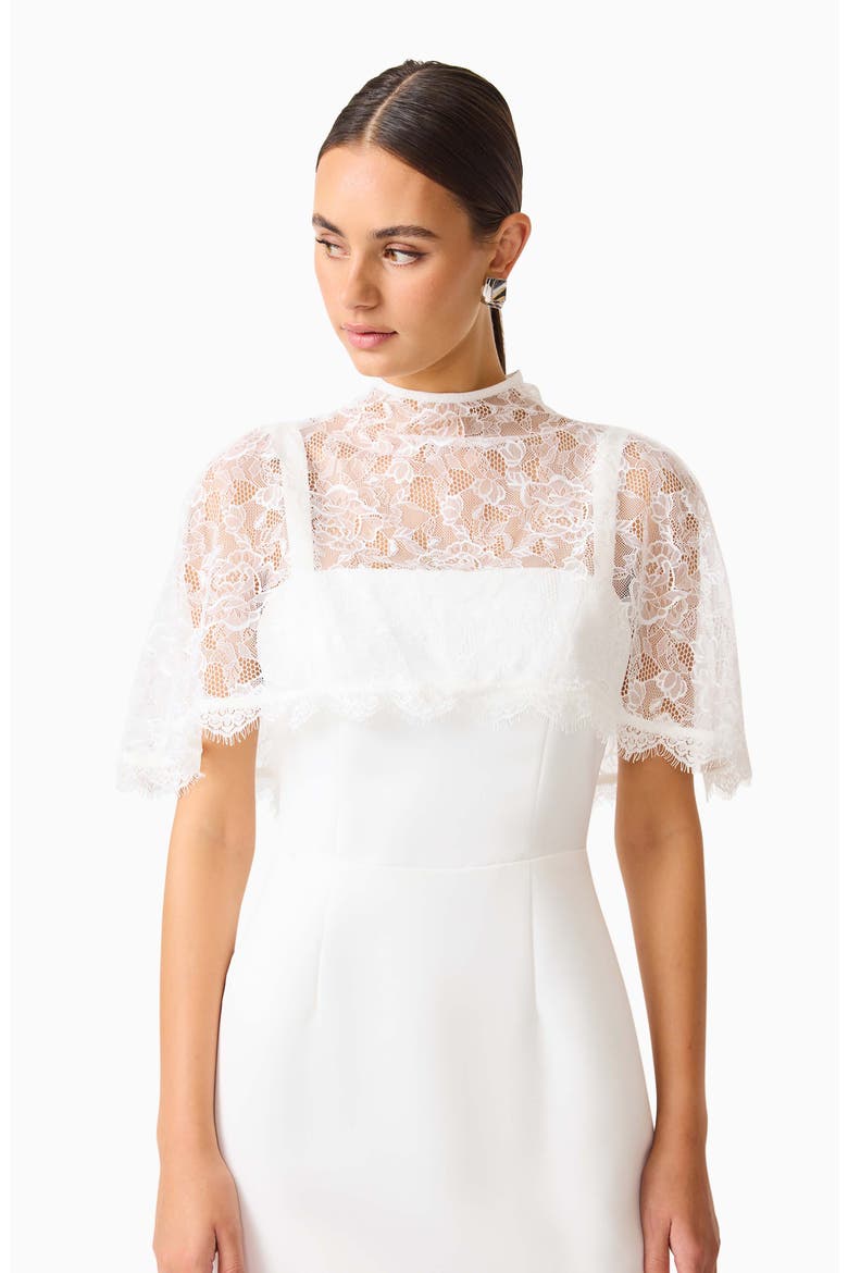Kelly Lace Cape Gown, Alternate, color, WHITE
