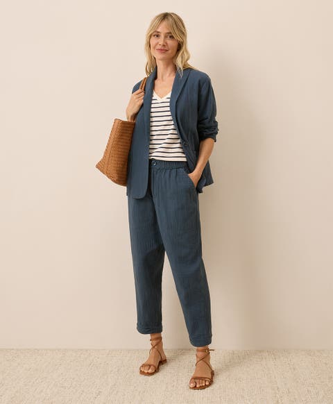 Organic Cotton Coastal Double Gauze Rolled Cuff Pant