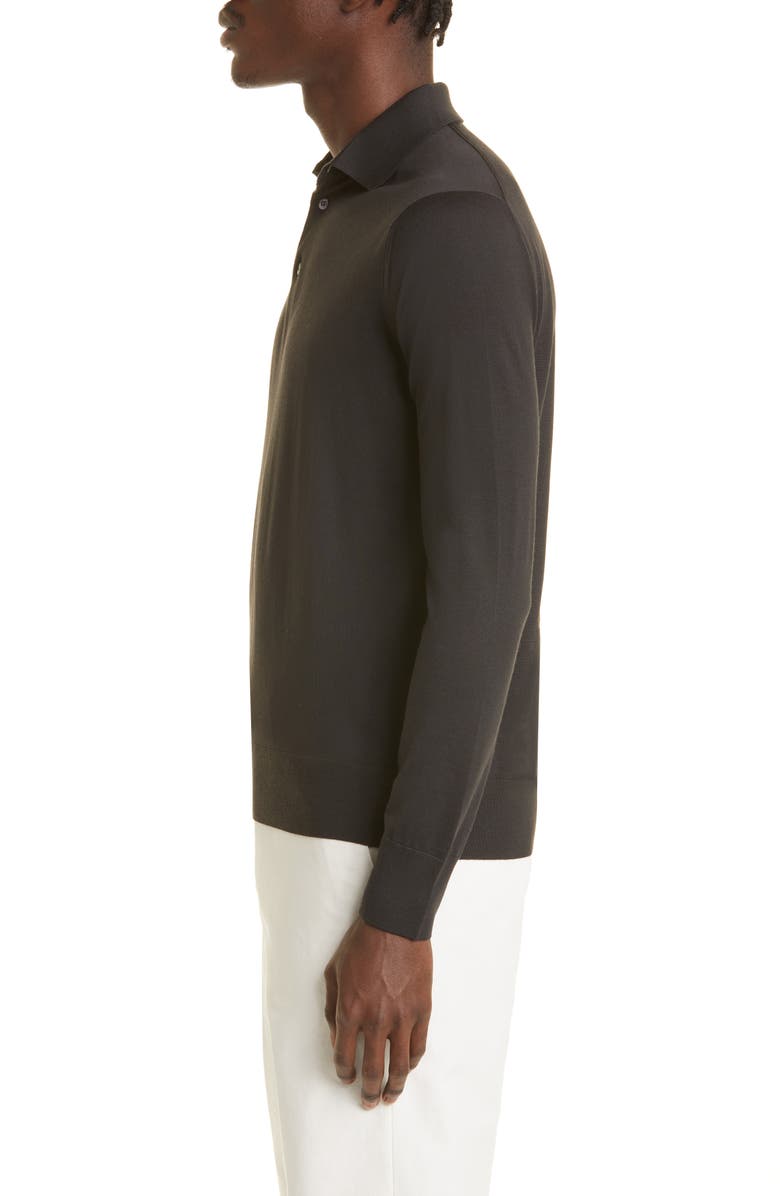 Loro Piana Long Sleeve Wish Wool Polo, Alternate, color, 