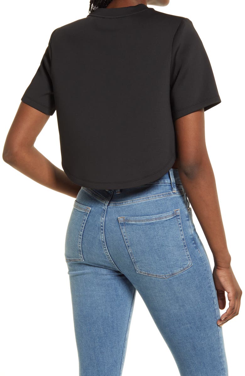 Good American Strong Shoulder Scuba Crepe Crop T-Shirt, Alternate, color,