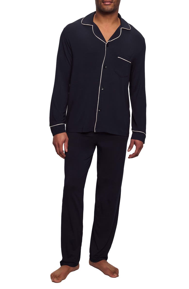 Eberjey William Stretch Tencel<sup>®</sup> Modal Long Pajamas, Main, color, Black