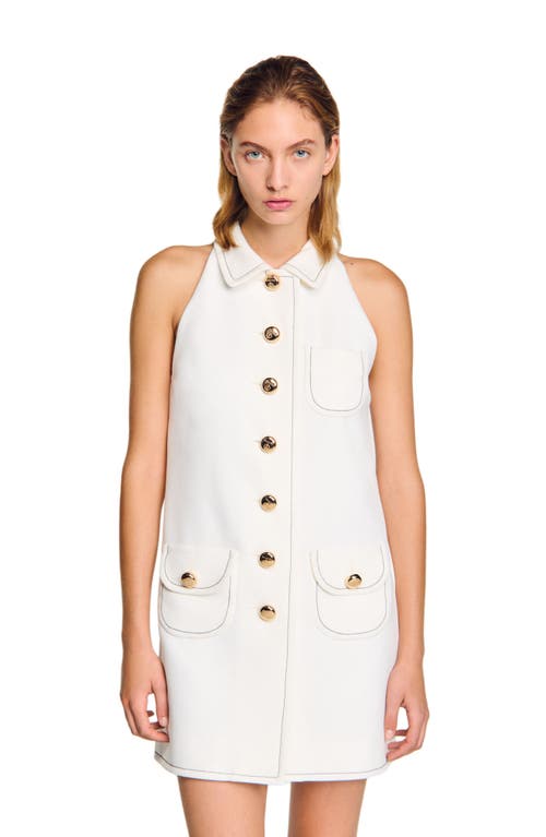 Sandro Melodie Peter Pan Collar Dress In Ecru