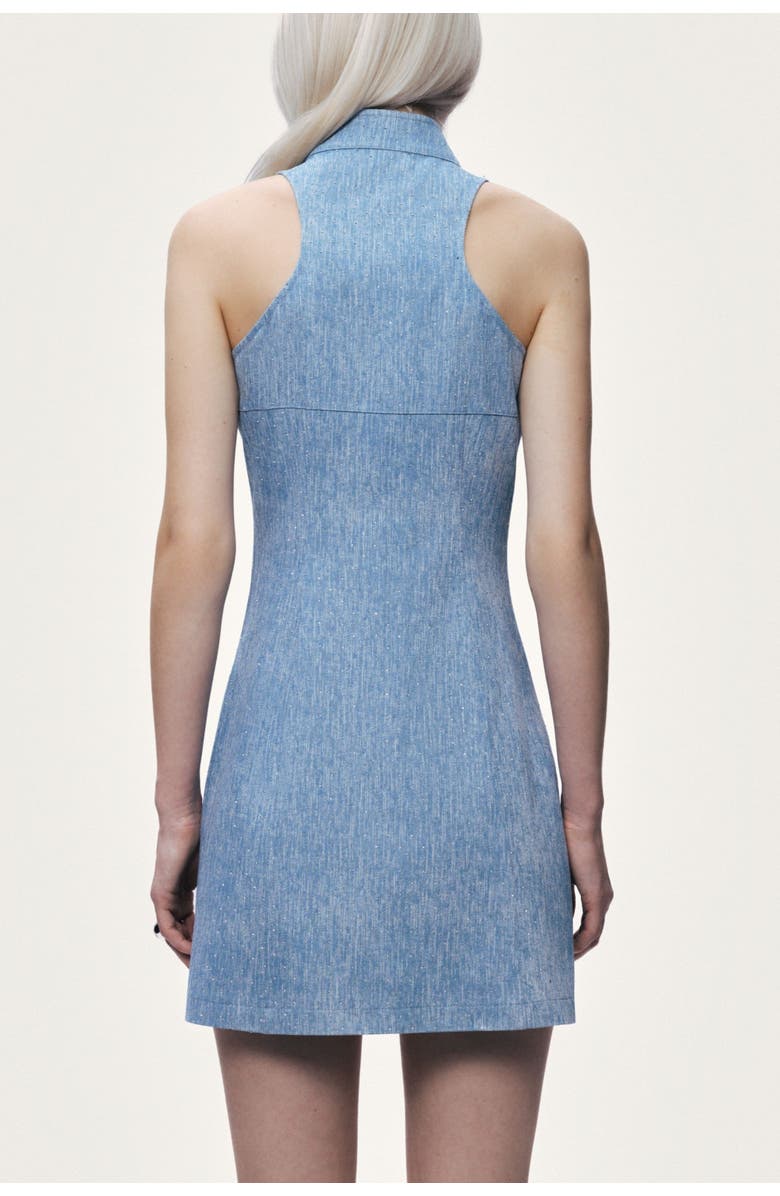 Nocturne Pocket and Stone Detail Halterneck Mini Dress, Alternate, color, Blue