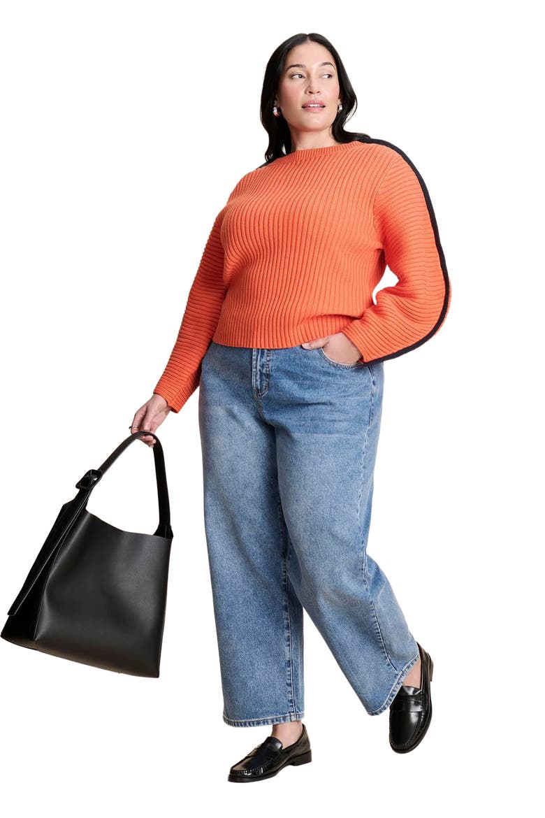 Rounded Sleeve Sweater, Alternate, color, SPICY ORANGE