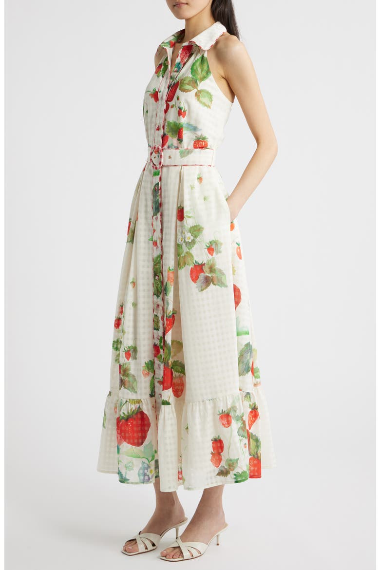 Katerina Strawberry Print Sleeveless Shirtdress, Alternate, color, OFF WHITE MULTI
