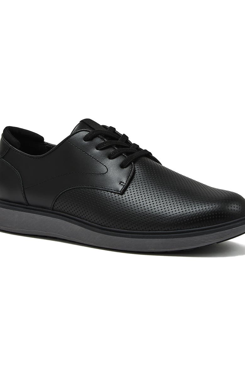 Lands' End Leather Lace Up Derby Oxfords, Main, color, Black