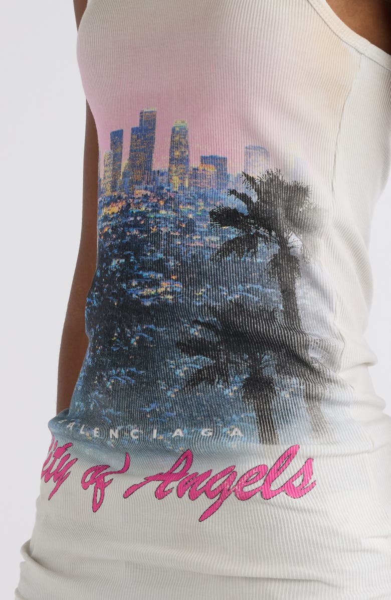 Balenciaga City of Angels Rib Graphic Tank, Alternate, color, 9012 Dirty White