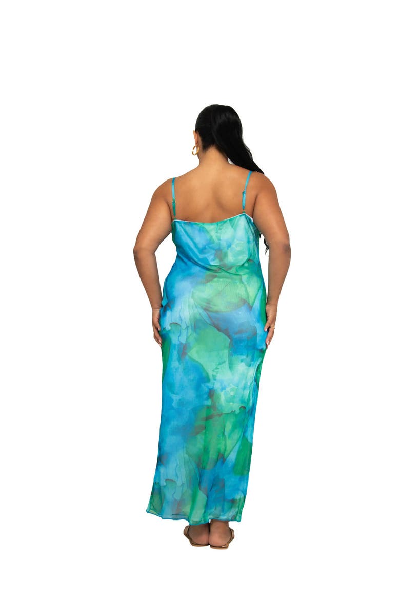 Curve Strappy Abstract Print Maxi Dress, Alternate, color, Blue