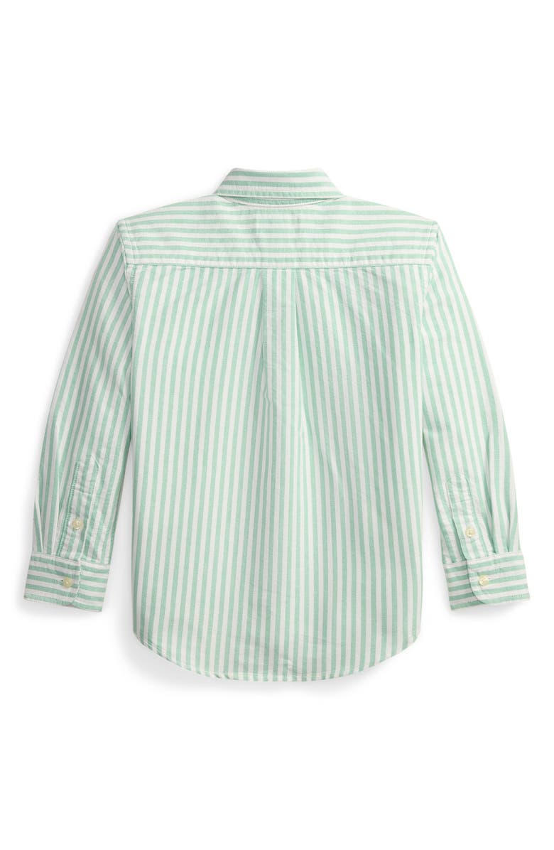 Polo Ralph Lauren Kids' Stripe Embroidered Cotton Oxford Button-Down Shirt, Alternate, color, Green White