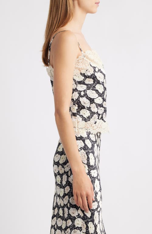 Doen Loure Lace-trimmed Floral-print Silk-satin Camisole In Multi