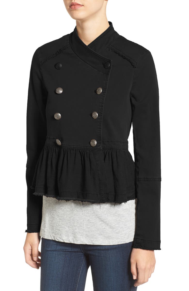 Free People Ruffle Hem Military Jacket, Alternate, color,