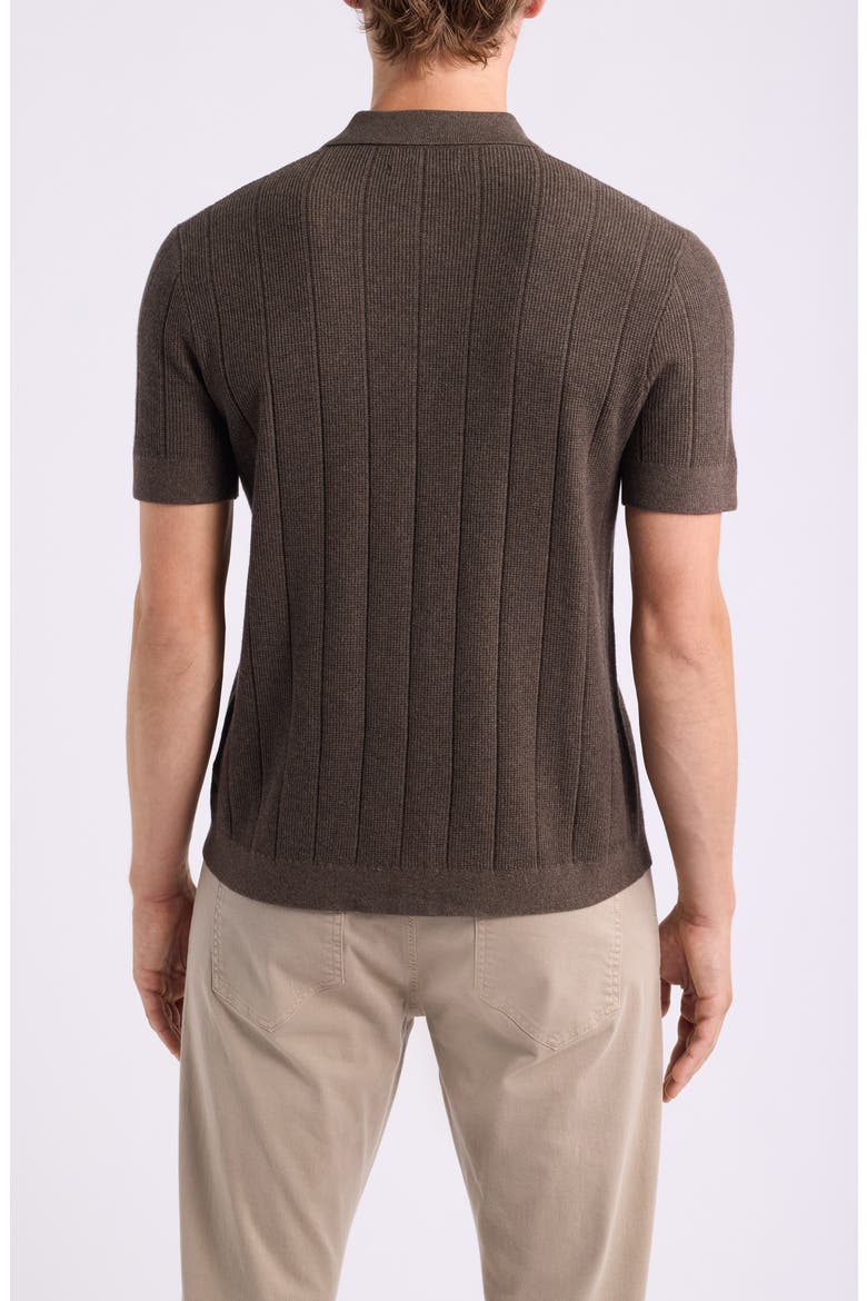 Cotton & Cashmere Short Sleeve Cardigan, Alternate, color, BROWN DESERT HEATHER