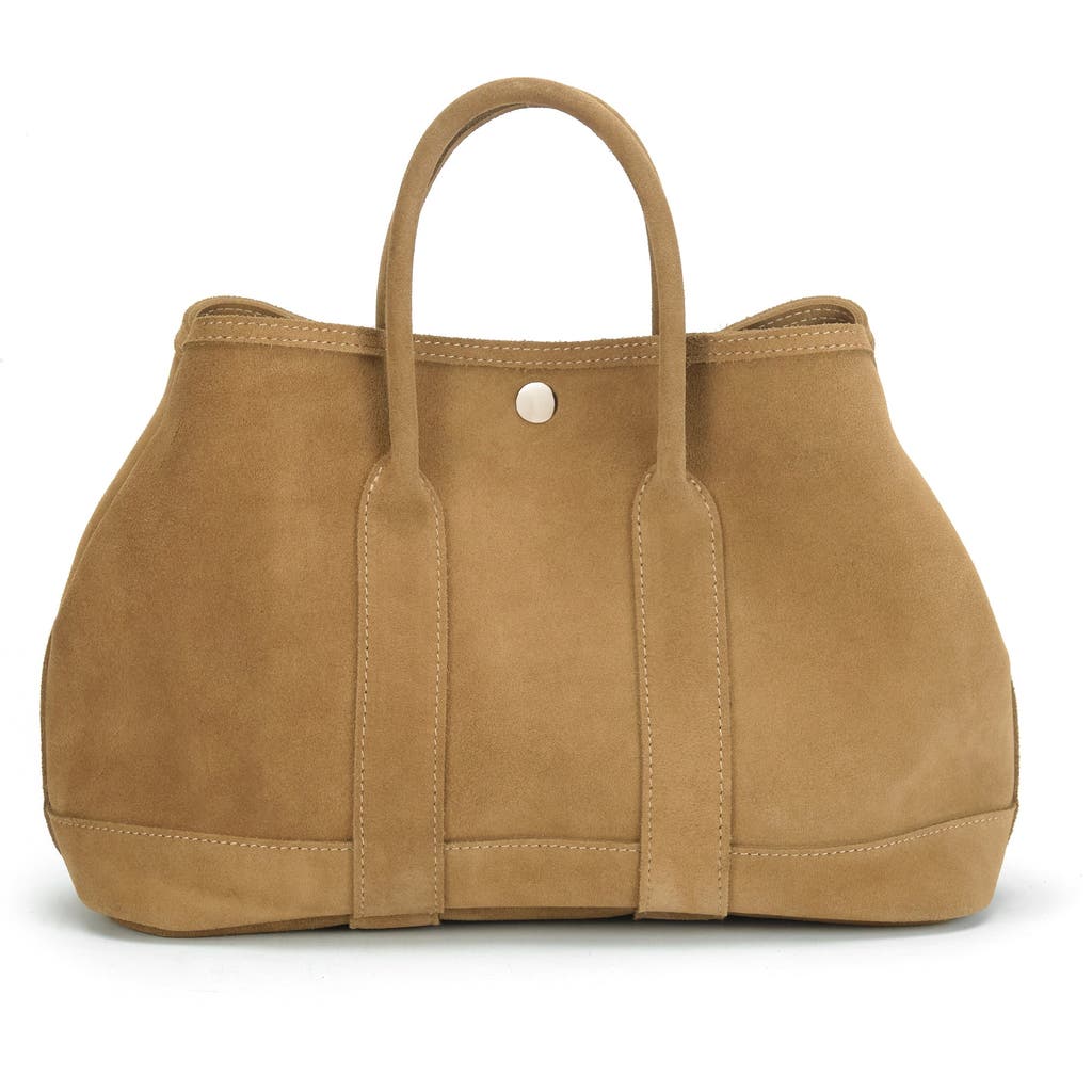 Ezra Arthur Audrey Nubuck Suede Leather Top Handle Bag In Sand