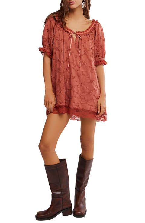 Juno Embroidered Baby Doll Minidress