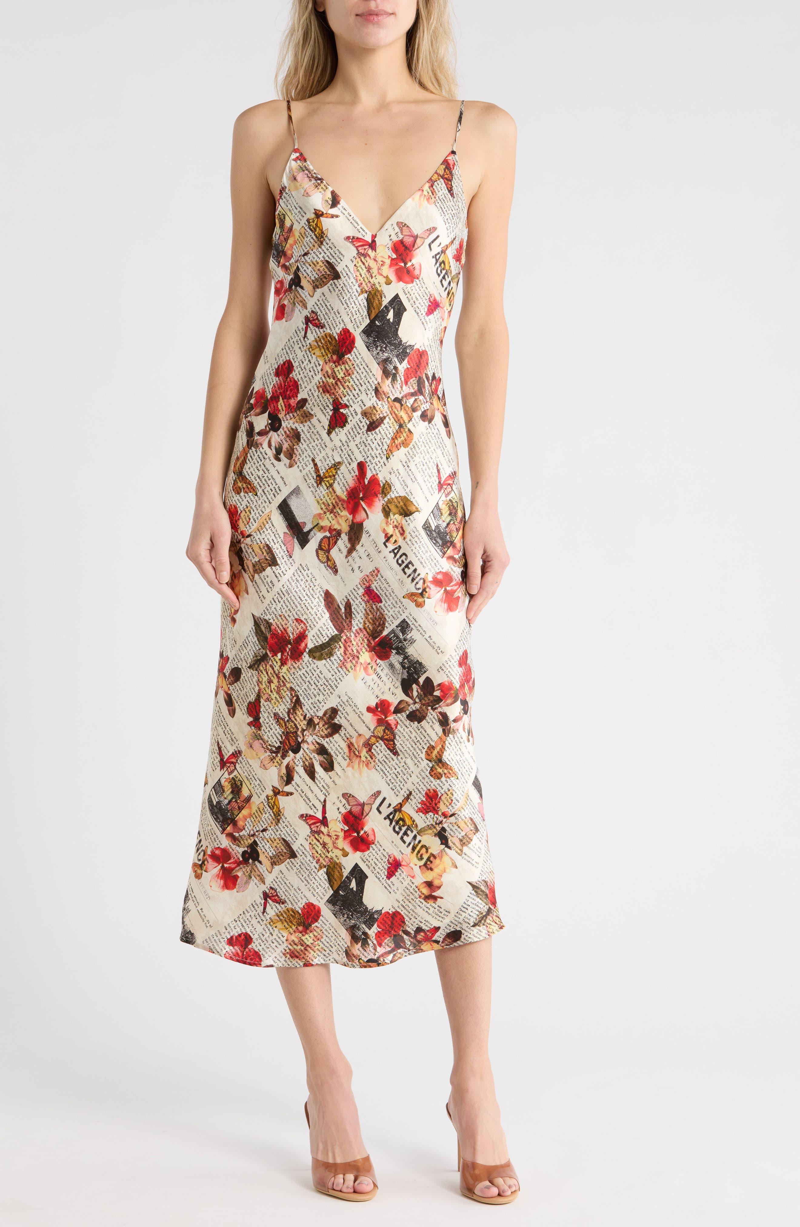L'AGENCE Seridie Silk Midi Slipdress