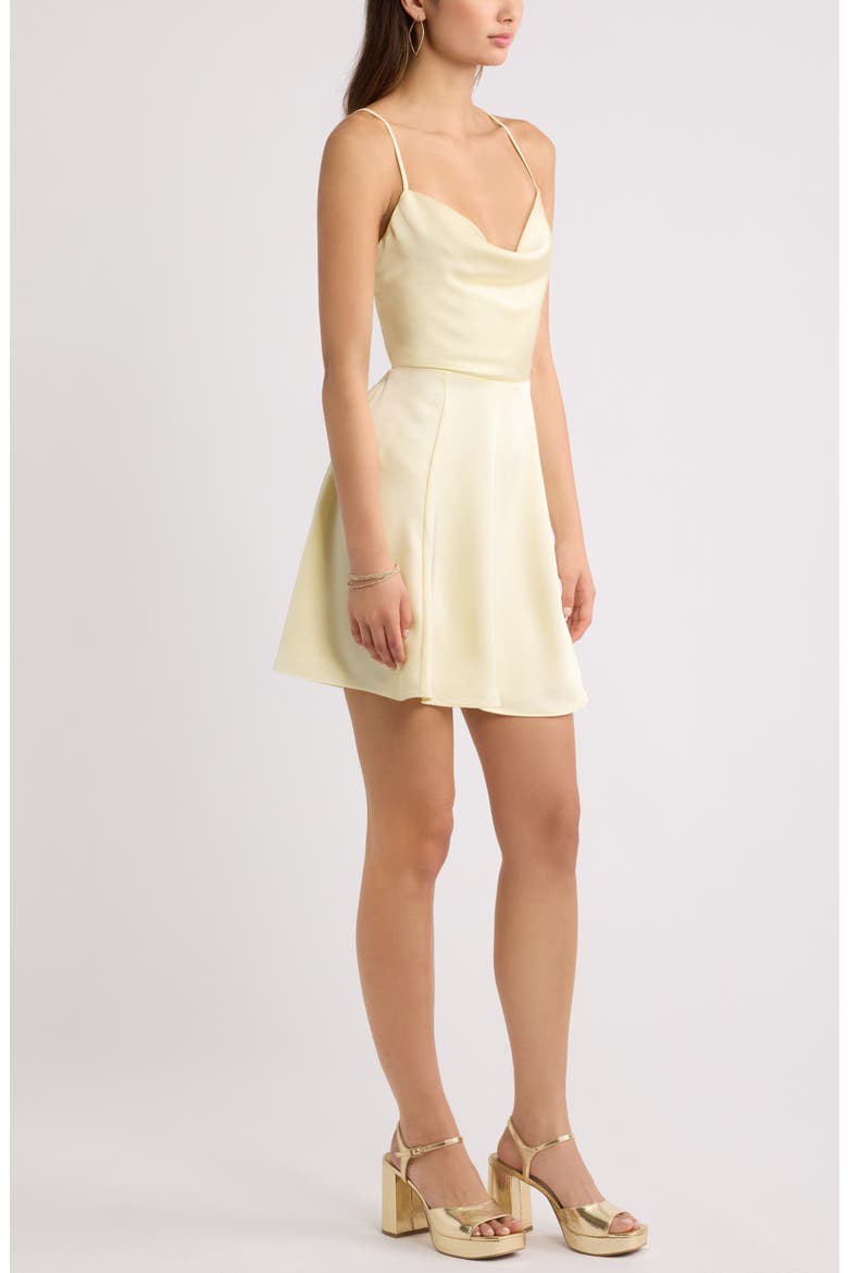 Cowl Neck Satin Minidress, Alternate, color, YELLOW FROST