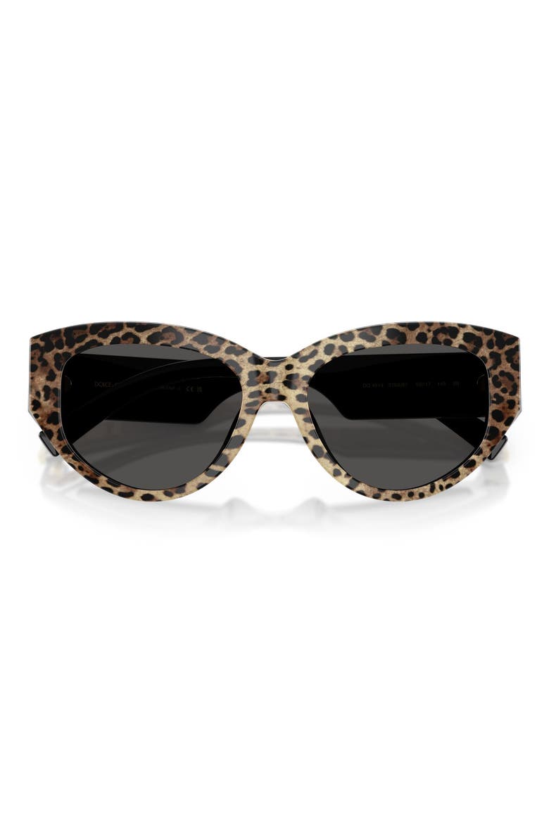 55mm Cat Eye Sunglasses, Alternate, color, LEO BROWN ON BLACK / DARK GREY