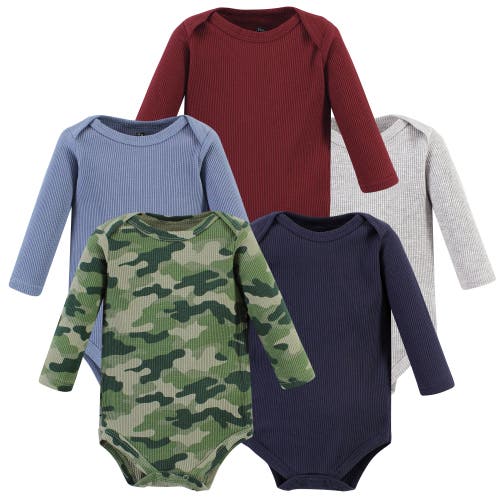 Hudson Baby Thermal Long Sleeve Bodysuits In Multi